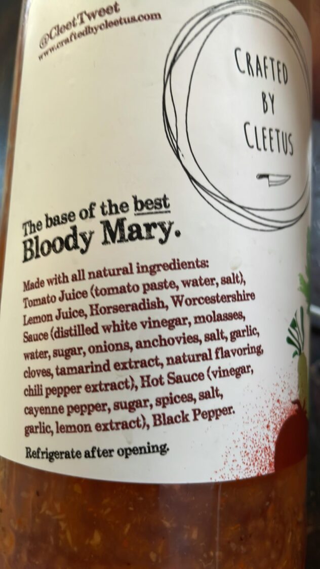 Cleetus Heatus bloody Mary mix ingredients